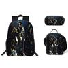 Student Backpack Lunch Bag Pencil Case 3-Piece Set, Waterproof Durable Large Capacity, MJ Pattern, Kids School Bag Set