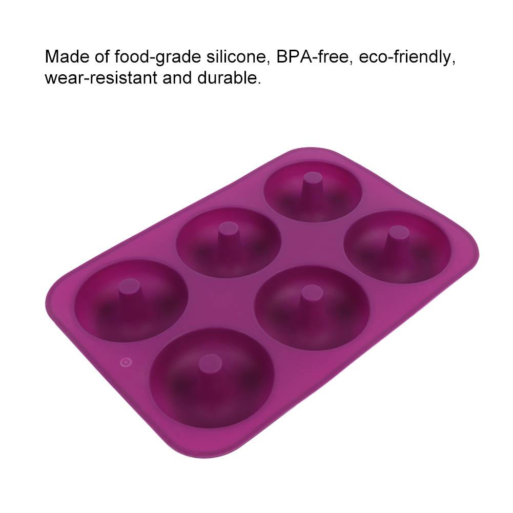 6 Cavity Silicone Donut Baking Pan Donut Chocolate Mold Microwave Freezer Safe(Purple)