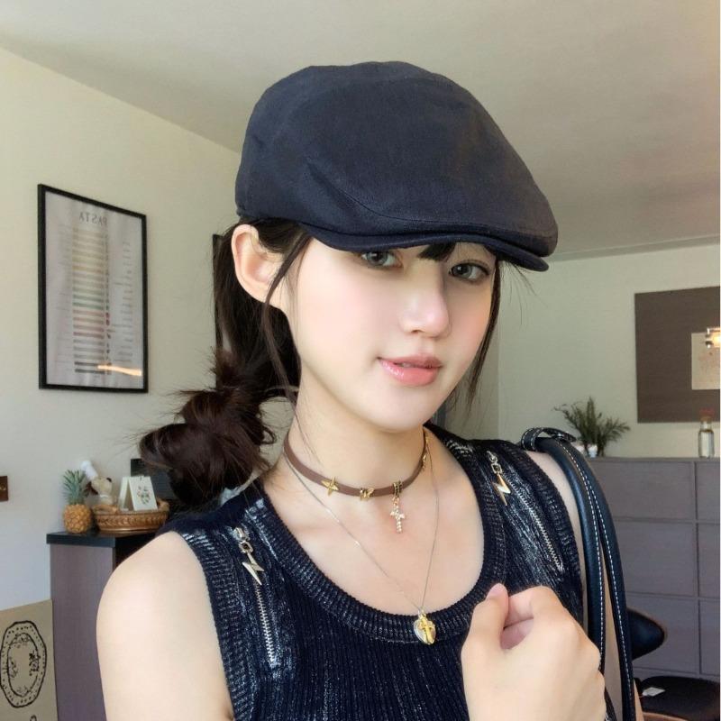 100% linen summer old money retro casual forward hat solid color light and breathable adjustable to show a small face