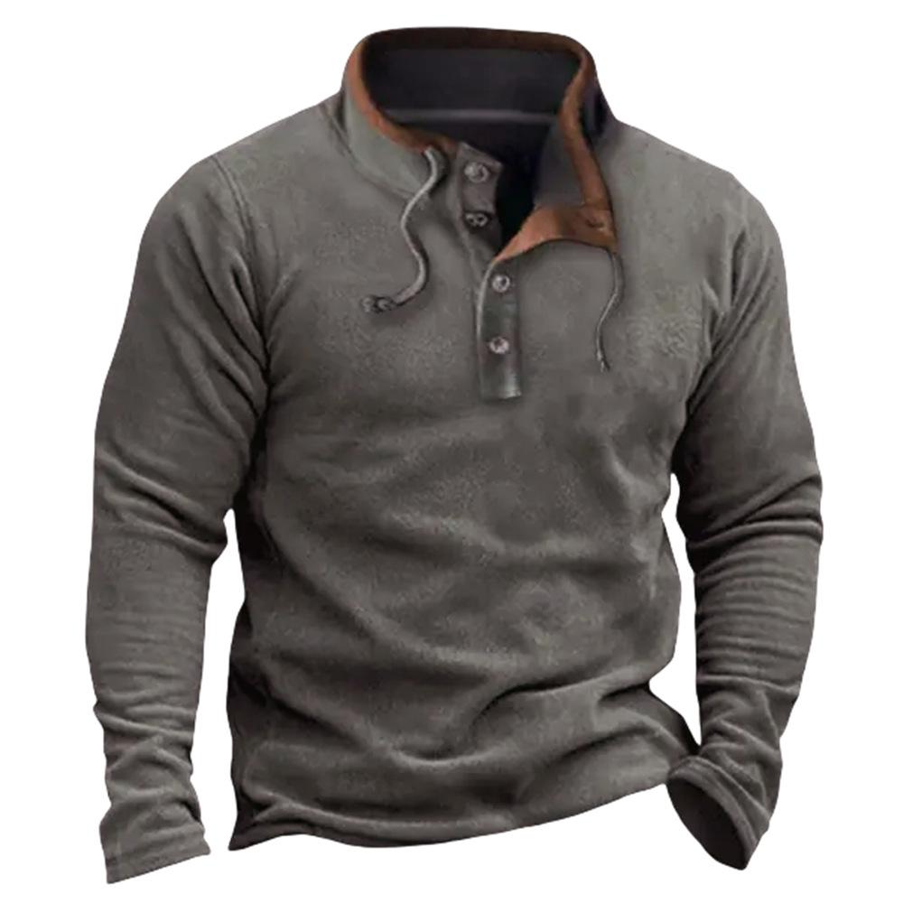 In-Stock 2025 Men's European Casual Fleece Jacket - Autumn/Winter Zip-Up Pullover in Contrasting Colors