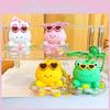 Circle Swimming Animal Cartoon Keychain Rabbit Frog Wearing Sunglasses Design