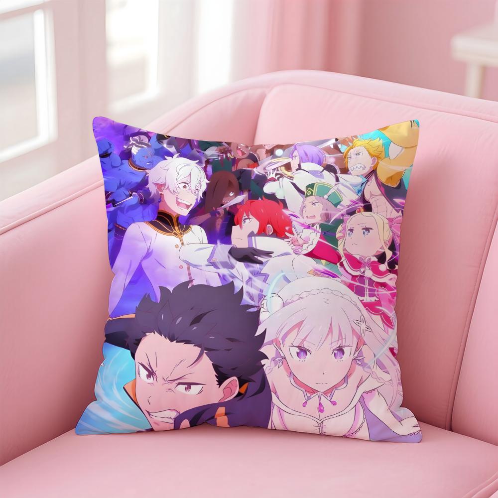 Emotionally R-Rezero Starting Life In Another Worlds Cushion Cover Pillow Case Soft Friendly Fabric & Concealed Zipper