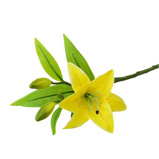 Artifical Lily Flower Full Bloom Faux Lily Flower 1 Head 2 Buds Fake Real Touch Lily Branch for Home Party Wedding Table Centerpiece Decor