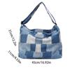 A Denim Style Plaid Fabric Material Casual Shoulder Bag, Can Be Crossbody, Large Capacity, Fashion Casual Popular