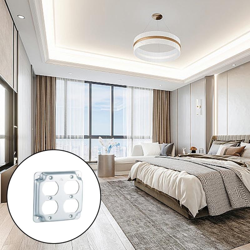 2Pcs Safety Electrical Box Covers Metal 4x4Inch Outlet Plates Zinc Alloy Childproof Easy Installation for Junctions Box
