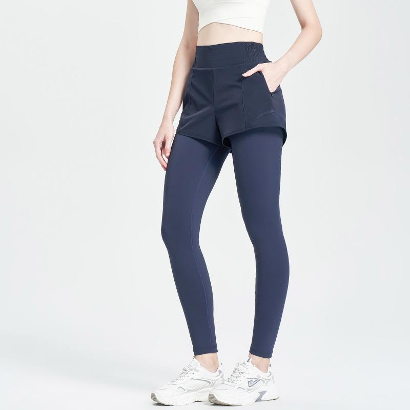 

Модные повседневные удобные универсальные брюки для йоги с высокой талией, из двух частей, с антибликовым покрытием, из высокоэластичной сетки, для бега, упражнений, приподнимающих бедра S тёмно-синий