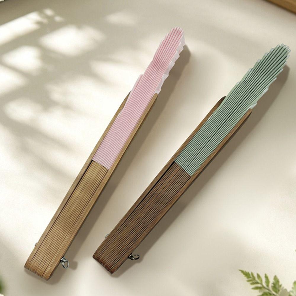 Tela de Algodón y Lino Mini Abanico de Concha Color Sólido Retro de Mano Abanico Plegable de Mano Accesorios de Baile