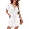Women's Summer V-neck Lace Elastic Waist Cover-up Holiday Dress