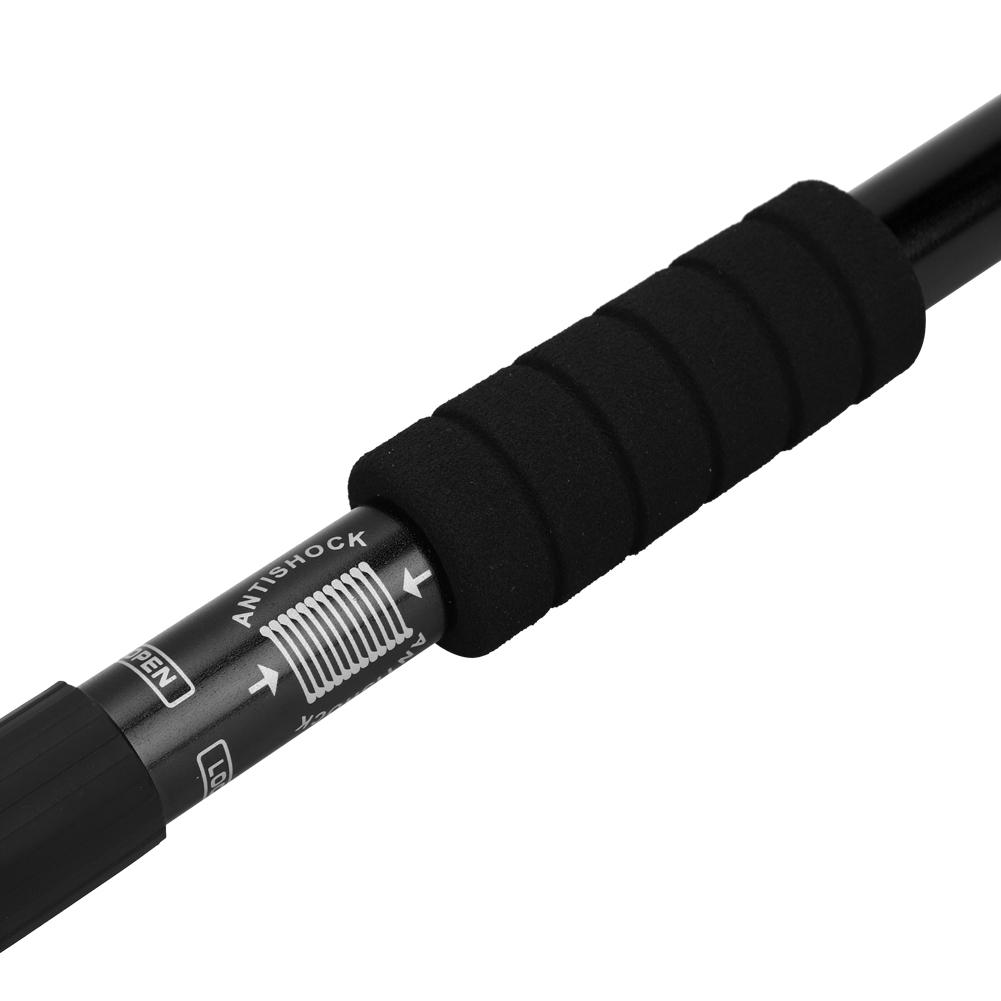 Outdoor Aluminium Alloy 4-Sections Suspension Straight Handle Pole Walking Stick Alpenstock for Climbing Camping