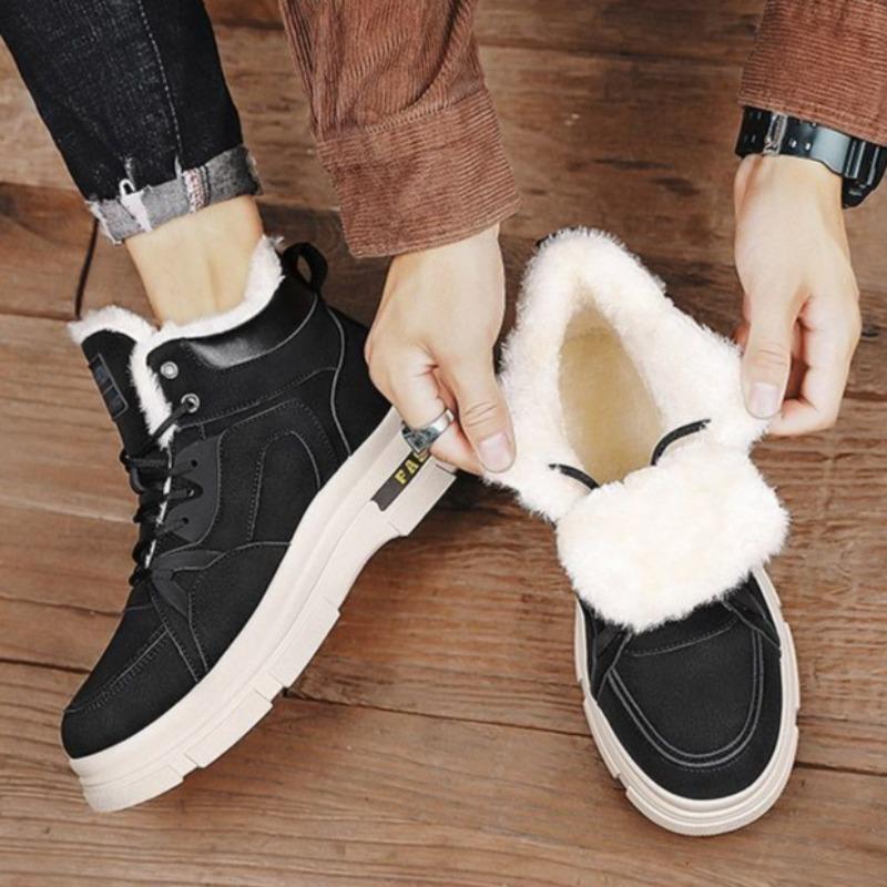 Men Super Thick Fleece Lined Snow Boots Outdoor Hiking Warm Winter Cotton Shoes