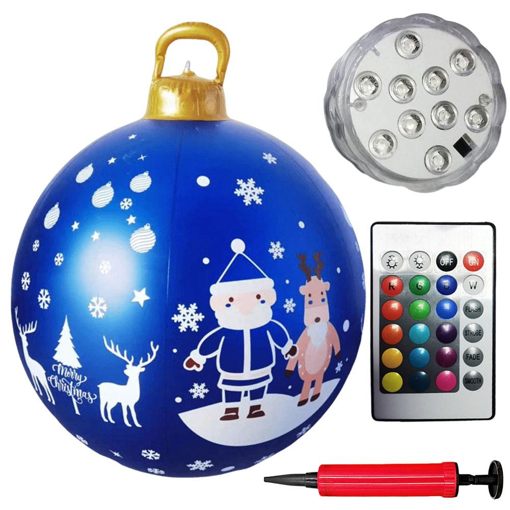 1PC Christmas Tree Decorations Balls Giant Inflatable Christmas Balls Outdoor Christmas Decorations PVC 60CM Snowman Balls