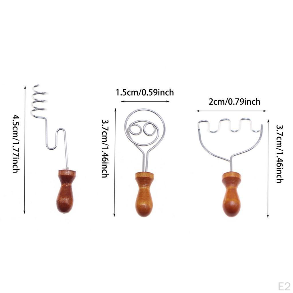 3x Dollhouse Baking Tools Bread Mixer 1:12 Playset Pretend Play Kids Toy Miniature Whisk Mini