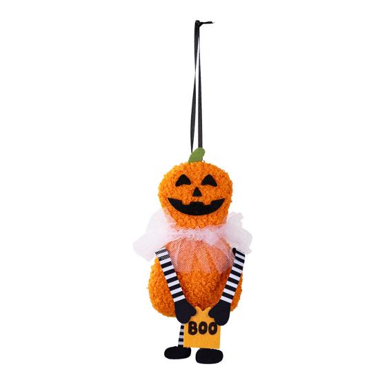 Plush Halloween Ornament Small Black Cat/Pumpkin/Ghost/Skeleton Hanging Decoration for Holiday Tree Decor
