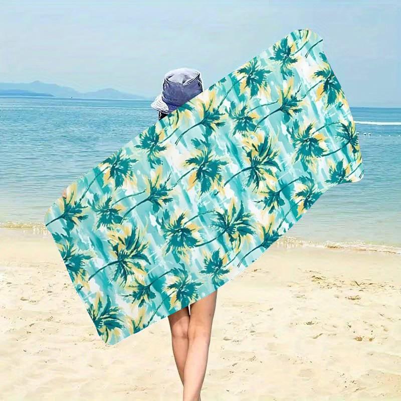 Turquoise Palm Tree Watercolor Beach Towel Tropical Leaf Pattern Quick Dry Microfiber Towel For Summer Pool