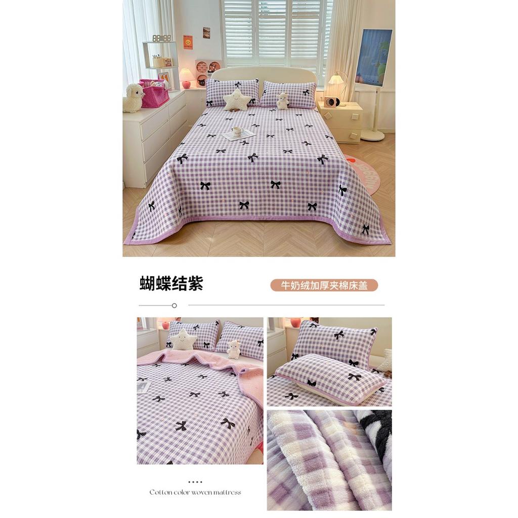 Thickened Milk Velvet Bed Cover for Autumn and Winter, Warm Cotton Bed Sheet with Velvet Mattress, Tatami Bedding