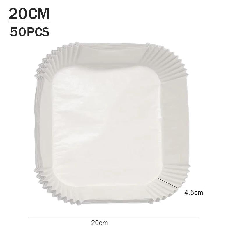 50-200 STÜCKE Heißluftfritteuse Pergamentpapier Lebensmittelqualität Antihaft-Backpapier Einweg Ölabsorbierende Einlage für Heimkochen Grill