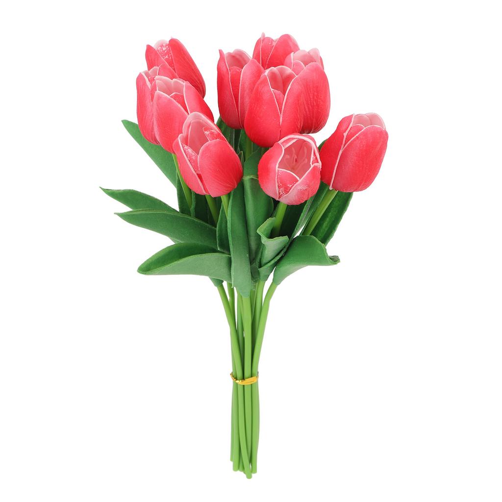 10pcs Artificial Tulip Flowers High Simulation Flowers Decor for Living Room Dinner Table Red