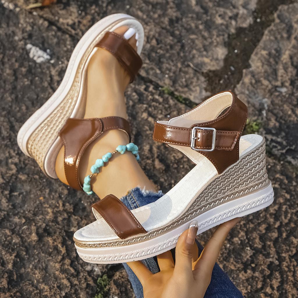 Mode Sandalen Damen Geflochtene Espadrille Knoten Knopf Knöchelriemen Keilsandalen Leinen Keil Sommer 6cm Absatz Plateau Espadrilles Schuhe