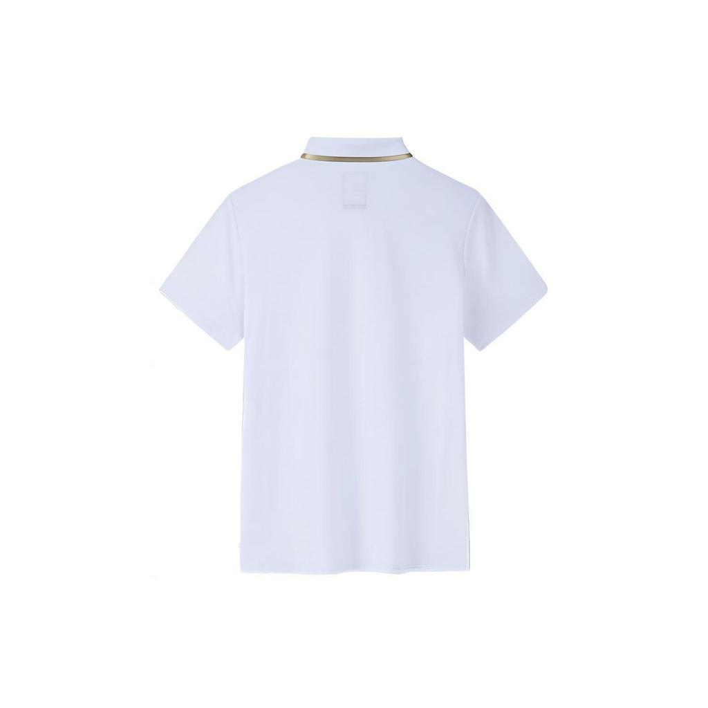 Anta Champion Series Letter Flag Short Sleeve Polo Shirt Women tops Gravel-White 162320118-3