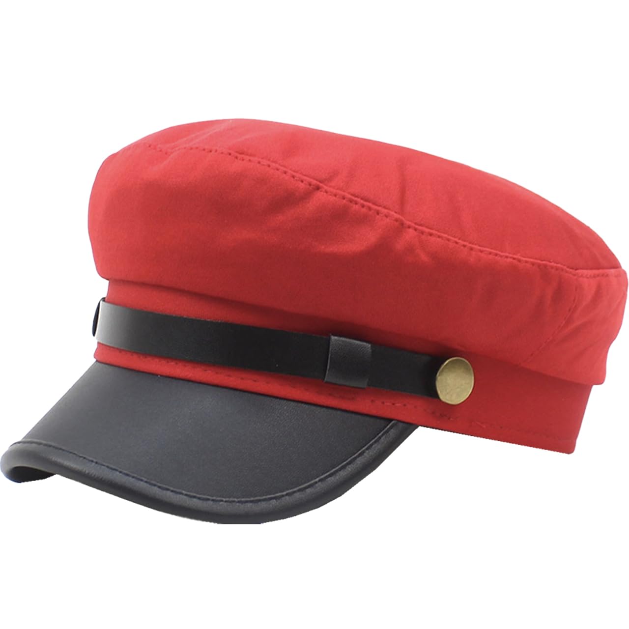 

Морская кепка Кожаная кепка газетчика Стильная черная шляпа для выхода в свет Путешествий CZ294 [Белый Клык] Женская (красный)