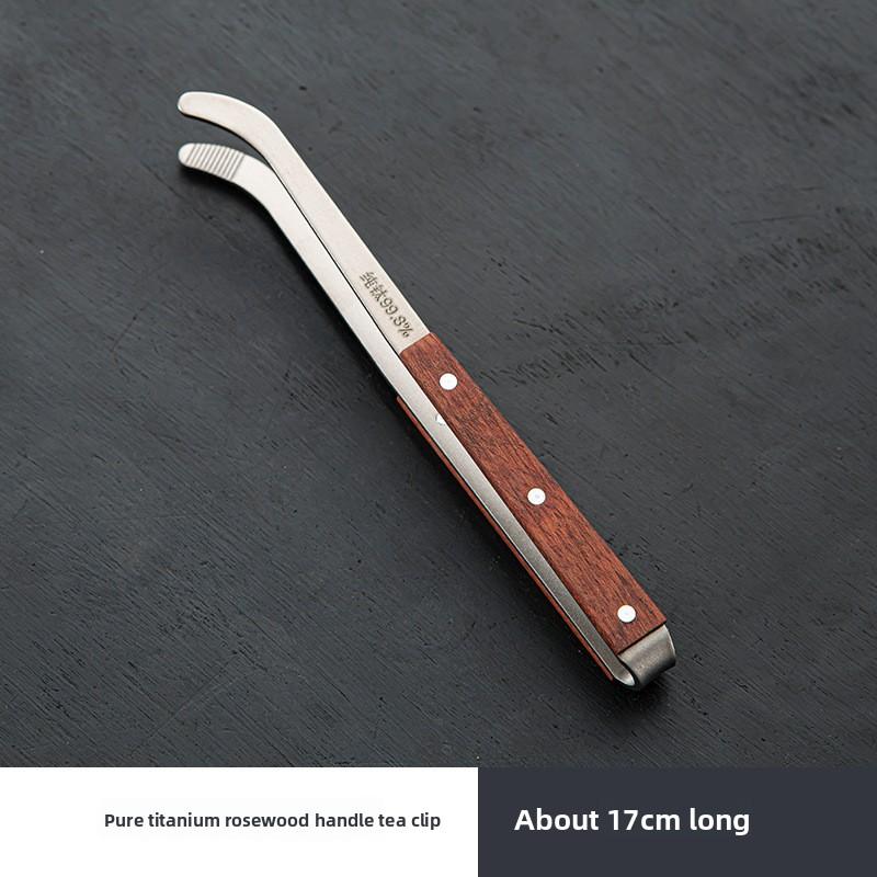 1PC Pure Titanium Tea Tongs, Heat-resistant Household Ebony Gongfu Tea Set Accessories Cup Tongs