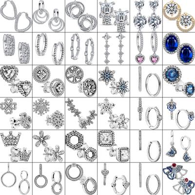 925 Sterling Silver Charm Double Hoop Eternal Heart Earrings Women Fashion Pendant Sparkling Pavé Stud Earring Gifts