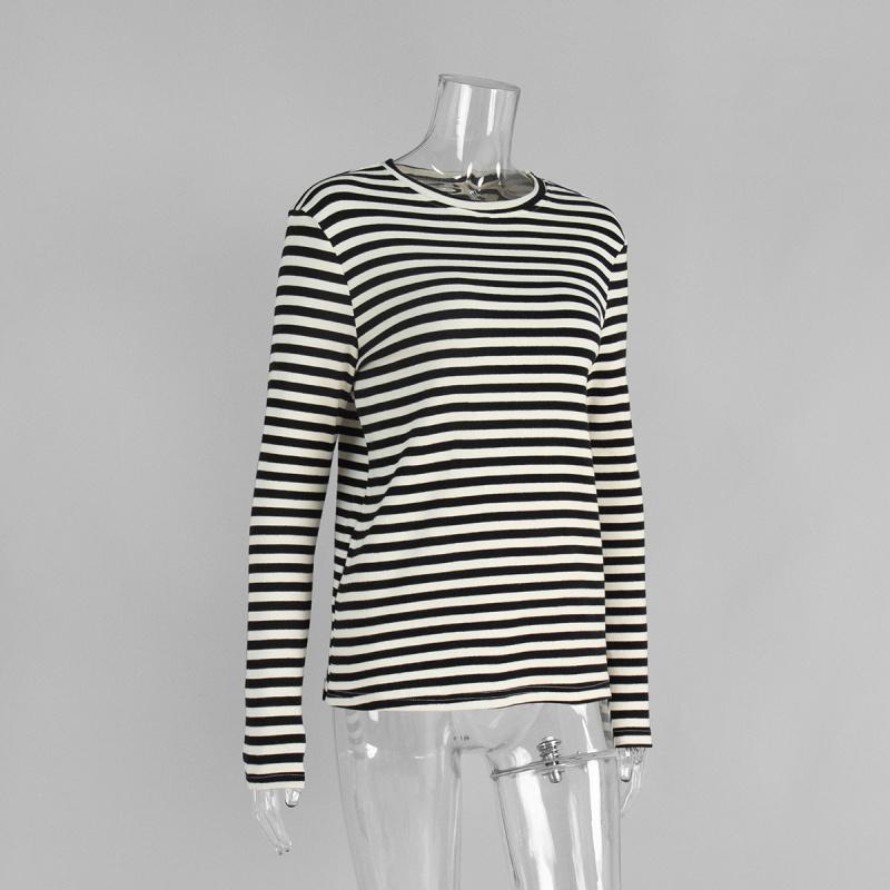 New Striped Long-sleeve 2026 Commuter Slim-fit Round-neck Base Shirt for Women, Casual T-shirt