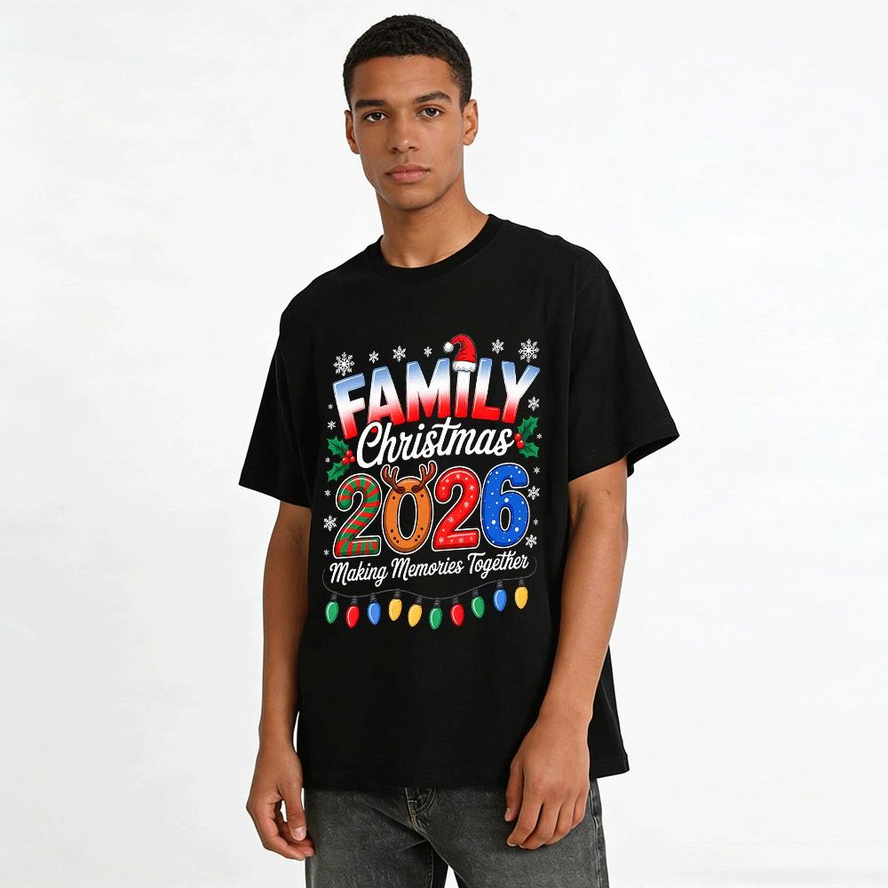 Family Christmas 2026 Making Memories Together Matching Tees Pure cotton T-shirt