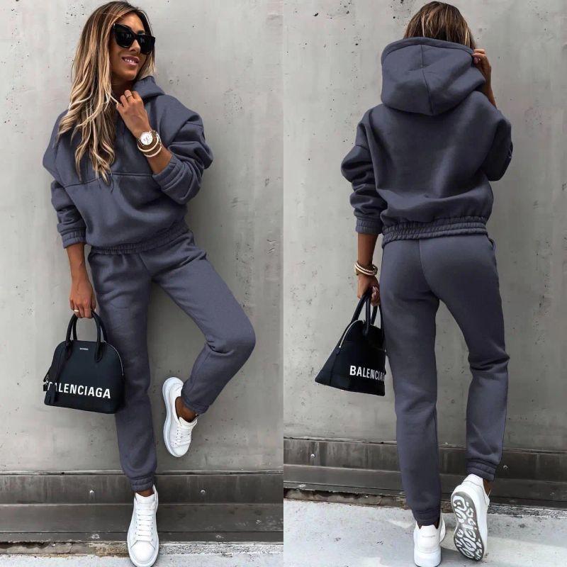 2025 European and American Fashion Long Sleeve Sports and Leisure Hoodie Set Two-piece Set Two Piece Hoodie Set