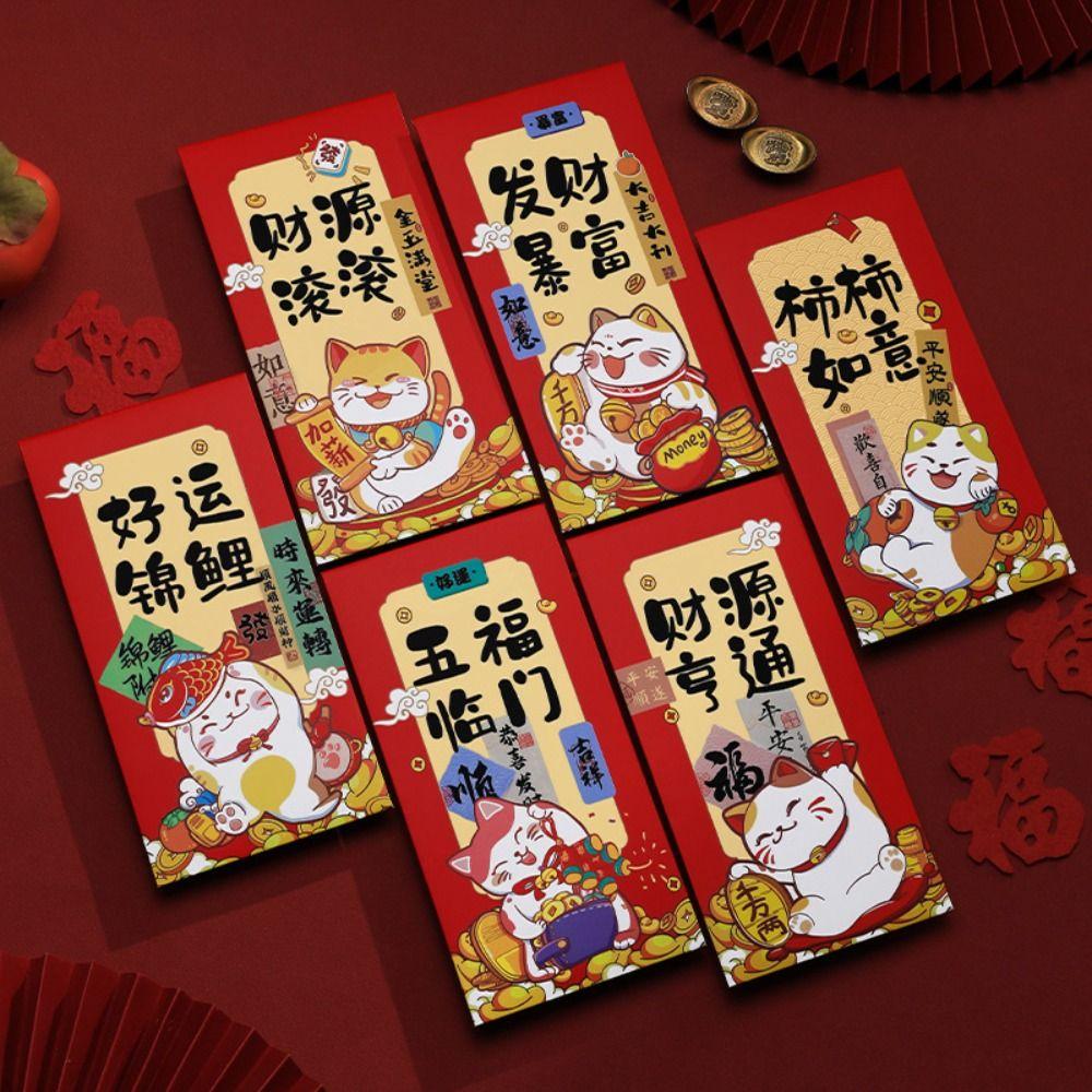 6 STÜCK Vintage Glück Geldumschläge Rote Tasche Geldtasche Neujahr Roter Umschlag Chinesisches Neujahr