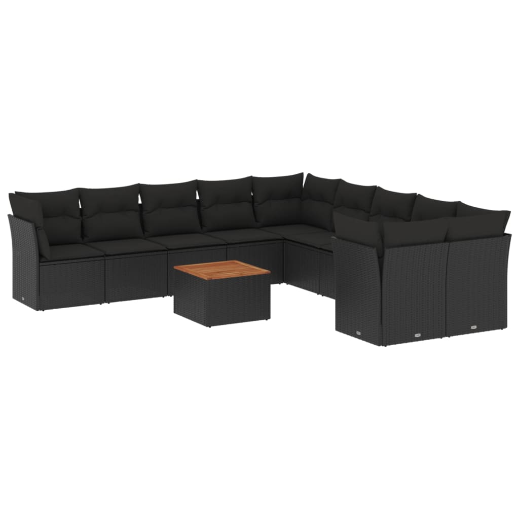 Vidaxl 11-Cz. Set da Giardino, Cuscini Rattan Nero Pe