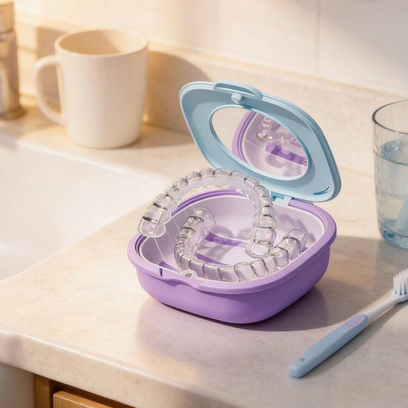 New Models Magnetic Invisible Braces Storage Box With Mirror Retainer Braces Box Denture Drain Soaking Box