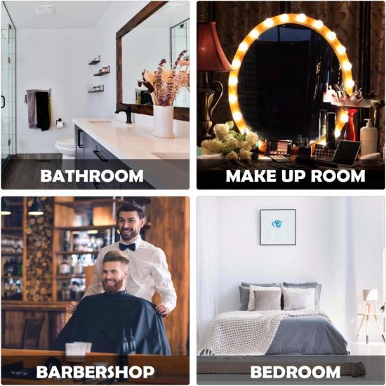 LED Vanity Makeup Light with Dimmable Bulbs No Drilling Suction Cup Design Portable White Light Makeup Lamp for Easy Application and Travel for Home