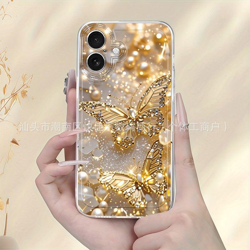 Pearl Butterfly iPhone17ProMax/16/15/14 Luxury 13 Apple 11/12mini Transparent Phone Case