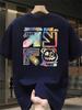 Mens 100% Cotton Suitable for Summer Fashion Printed Short-sleeved Casual Outdoor Multi-functional T Shirt