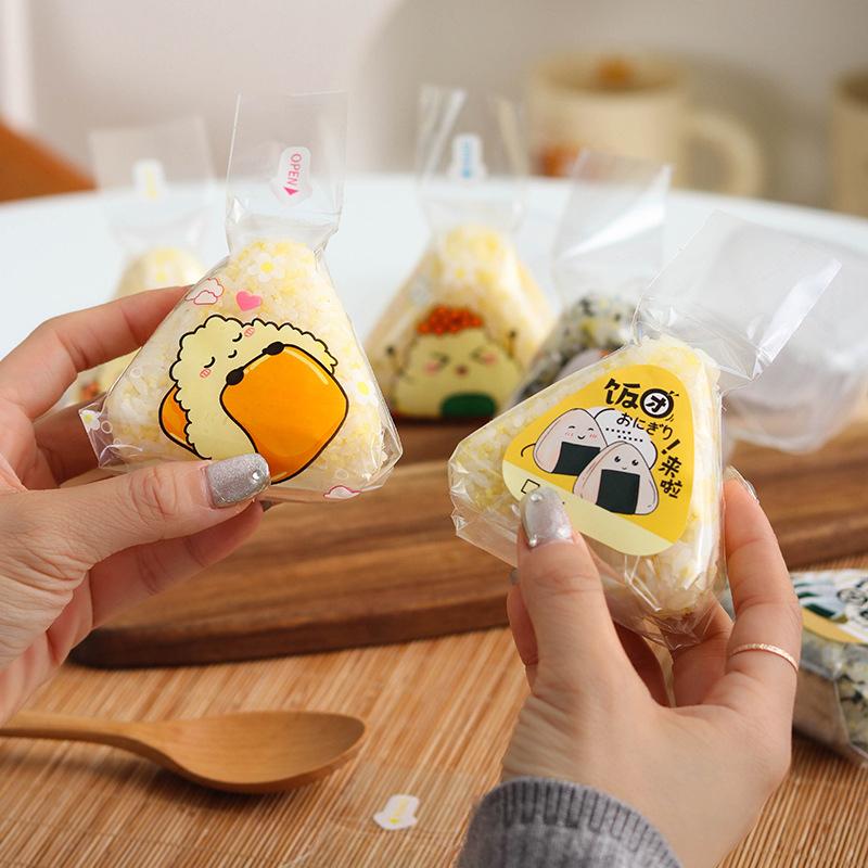 50 Pezzi Cartoni Animati Giapponesi Carini Per Sacchetto Confezionamento Palla di Riso Triangolare Sacchetto per Onigiri Sushi con Nori Stampo per Preparare Sushi Accessorio Bento