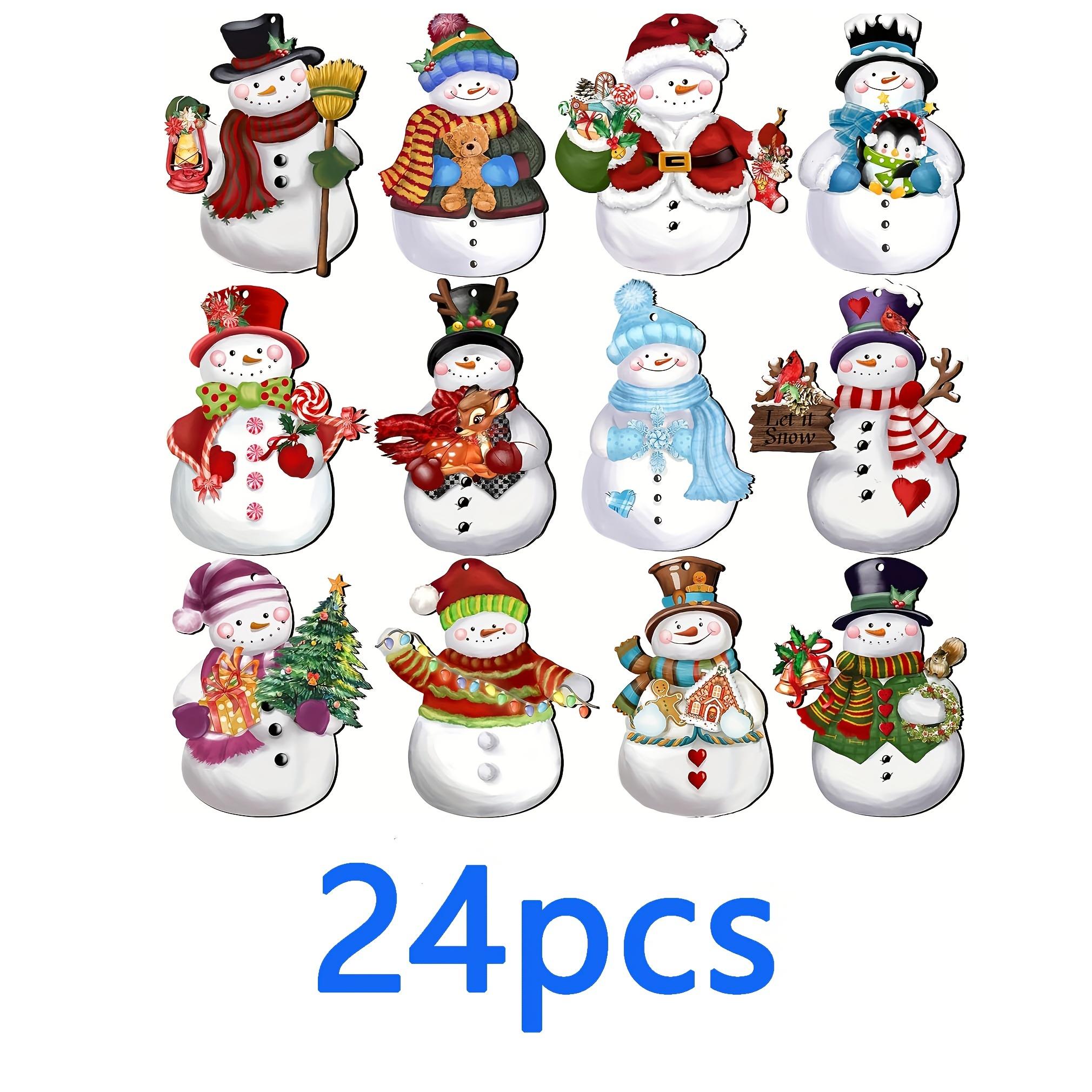 

Christmas party decorations, vintage snowman wood tags, Christmas hanging tags.