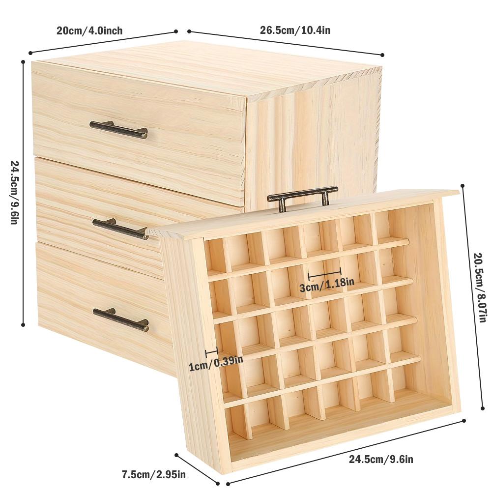 90-Slot Wooden Essential Oil Storage Box 3-Layer Organizer Box Aromatherapy Organizer Keep Your Oil Safe & Space Saver