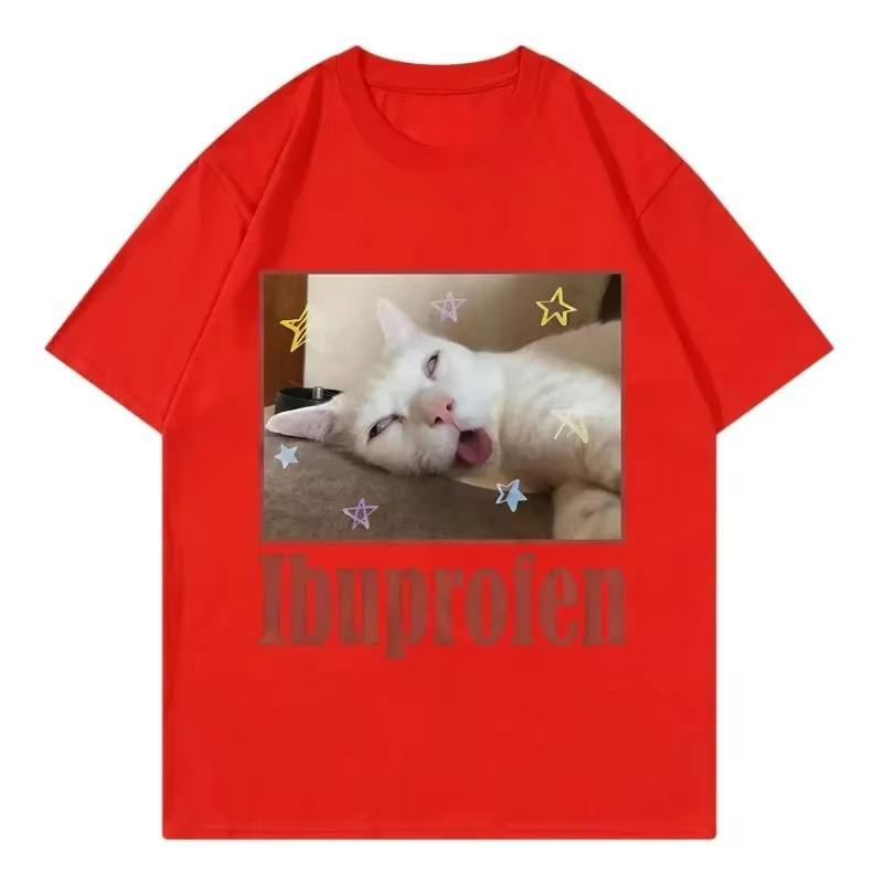 

Fun Ibuprofen Cat Meme Print TShirt for Women Stylish and Cute ShortSleeved TShirt Summer Casual TShirt Personality S