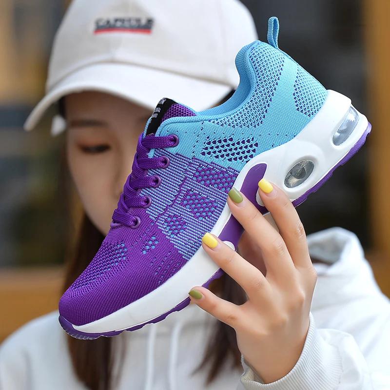 Nové běžecké boty Dámské Prodyšné Tenisky Léto Lehké Síťované Vzduchové Polštářky Dámské Sportovní boty Venkovní Šněrovací Tréninková obuv