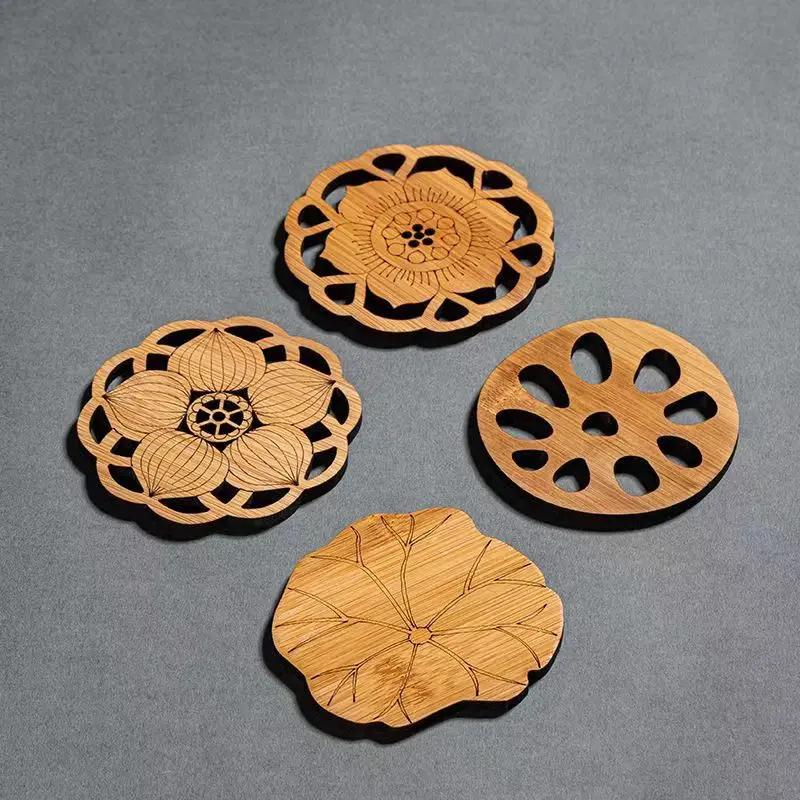Bamboo Products Irregular Tea Coasters Creative Heat Insulation Non-slip Anti-scald Mats Home and Decoration Kitchen Utensils