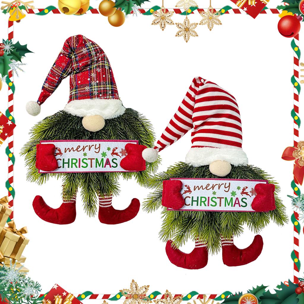 Faceless Doll Beard Christmas Gnome Wreath Hanging Decorative Garland Gnomes Ornaments Window Decoration Supplies