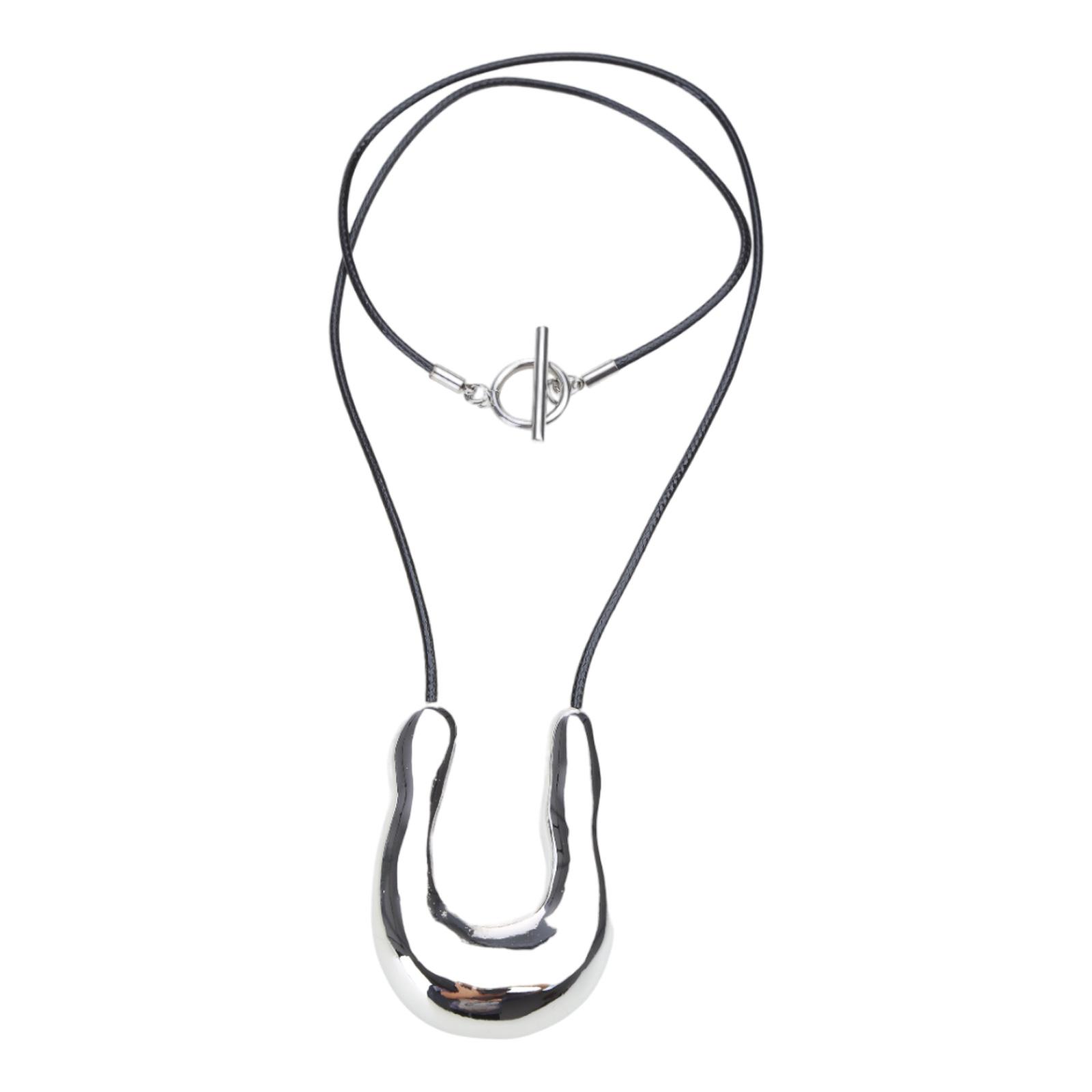 

U-Shape Horseshoe Pendant Necklace for Women Black Rope Statement Necklaces Simple Choker Party Jewelry for Girls Women 1