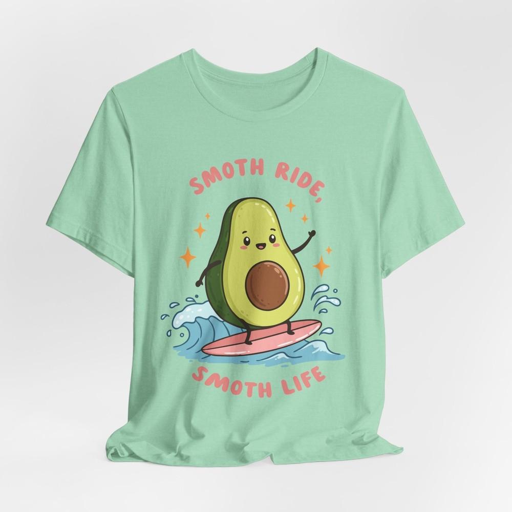 

Surfing Avocado T-Shirt – Fun Summer Tee with Beach Vibes, Unisex Casual Wear XL