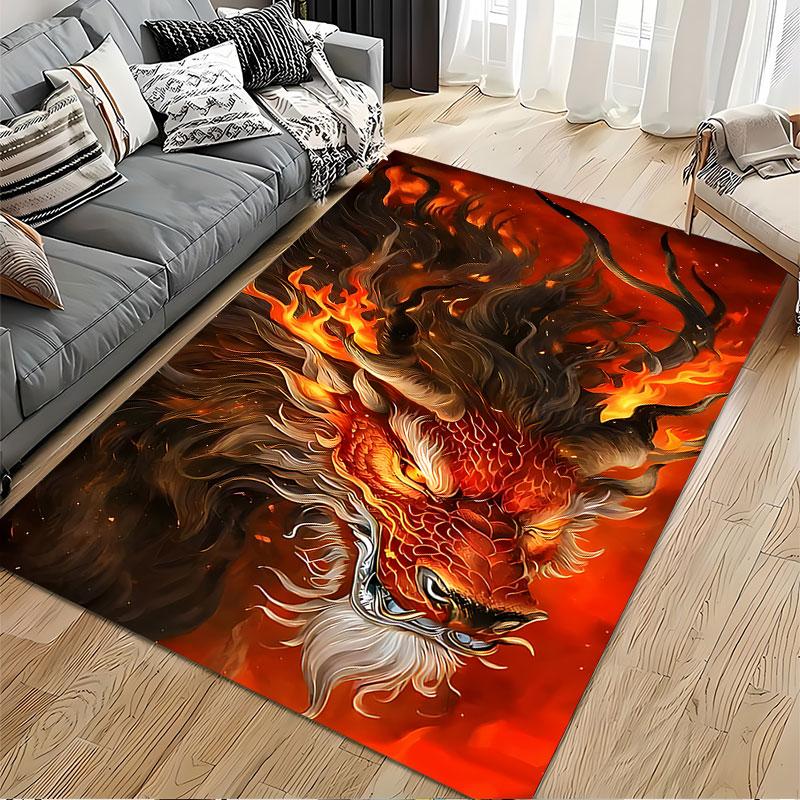 Fiery Dragon Carpet Design Suitable As a Non-slip Mat for the Living Room or Bedroom Sofa