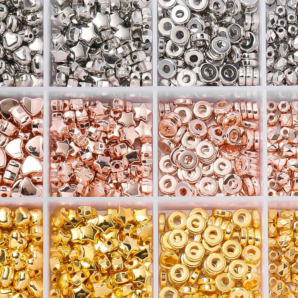 1440pcs CCB Spacer Beads Set 18 Grids Love Round Loose Bead for DIY Bracelet Necklace Earrings Jewelry Making Accessories Kits