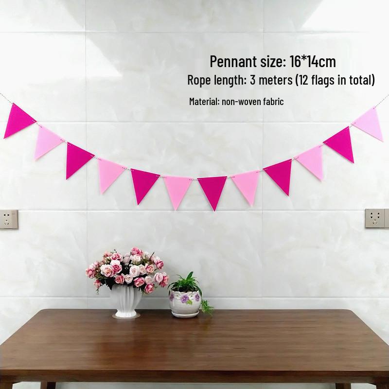 Outdoor Kindergarten Festival Flag Decoration - Non-woven Fabric Pull Flower Pennant