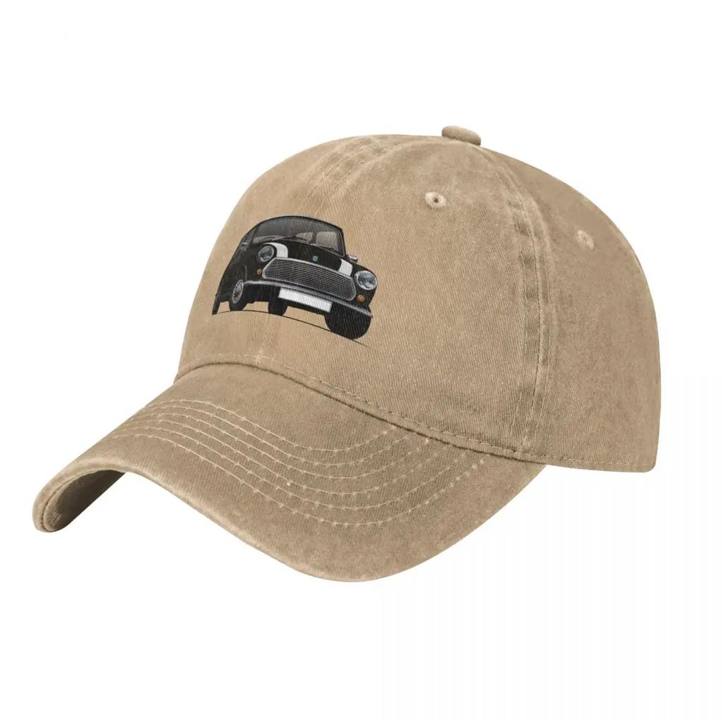 Black Austin Morris Mini with white stripes Baseball Cap Beach Bag Hat Unisex Hat Unisex Luxury hiking hat Unisexs Hats Womens