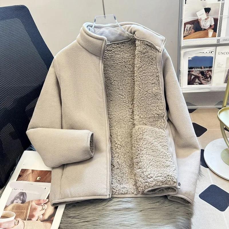 Fashion Polar Fleece Sweatshirt Women's Stand-up Collar Short Coat Autumn Winter Zipper-up Thicken Jacket Lady Warm Tops
