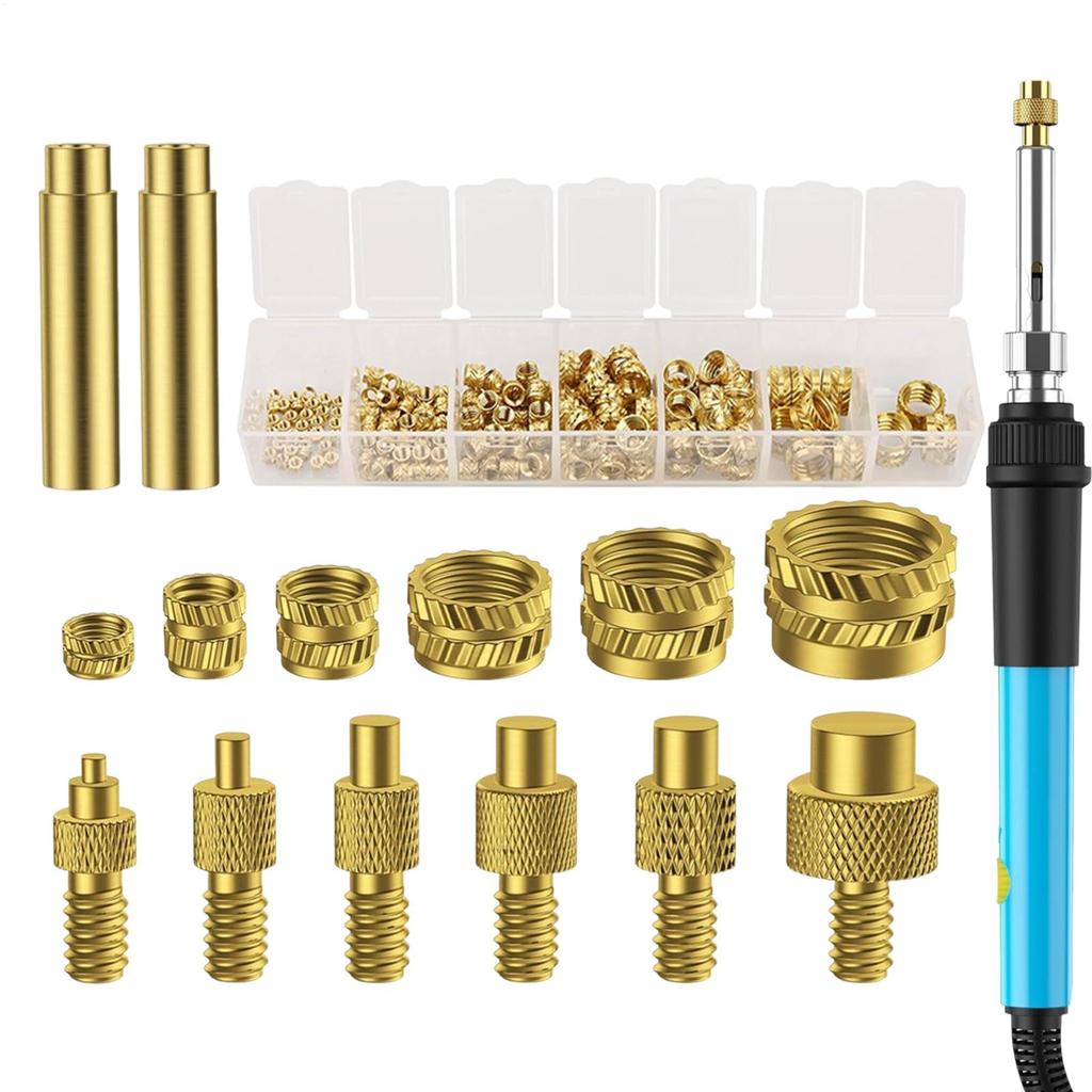 Threaded Inserts Soldering Tips Set M2/M3/M4/M5/M6/M8 Threaded Inserts Heat-Resistant Heater Adapter With Welding Parts